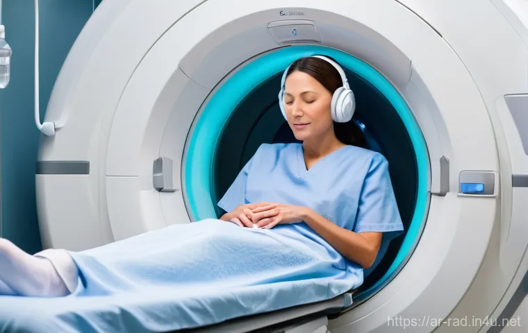 MRI 검사 시간과 소요 비용 - **Prompt:** A state-of-the-art MRI machine performing a scan. The image focuses on a patient, appear...