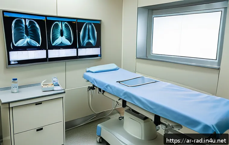 CT 스캔과 방사선 노출량 비교 - A modern hospital radiology room in an Arabic-speaking country, showcasing a female patient wearing ...